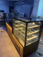 Pasta Teşhir Dolabı & Kasa Bankosu - Meşe Model