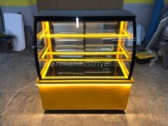 Pasta Dolabı Bombe Camlı - Sarı Model