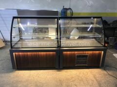 Pasta Dolabı Bombe Camlı - Ahşap Model