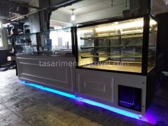 Benmari - Çorba Tezgahı & Pasta Dolabı Seti - Beyaz Lake Model