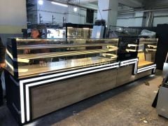 Börek Tezgahı & Ekmeklik Tezgahı & Kasa Bankosu Seti - Şerit Meşe Model