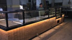 Börek Tezgahı & Tatlı Tezgahı & Pasta Dolabı Seti - Meşe Ahşap Model